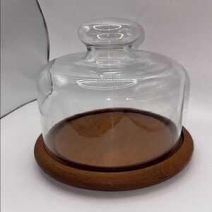Elegant Glass Cloche with Teak Wood Base Thailand